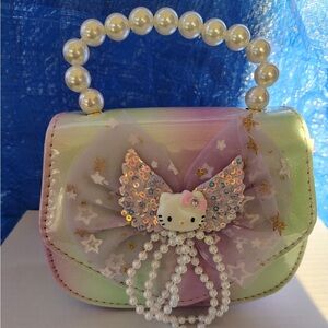 Hello Kitty Pastel Rainbow Mini Purse with Pearl Handle